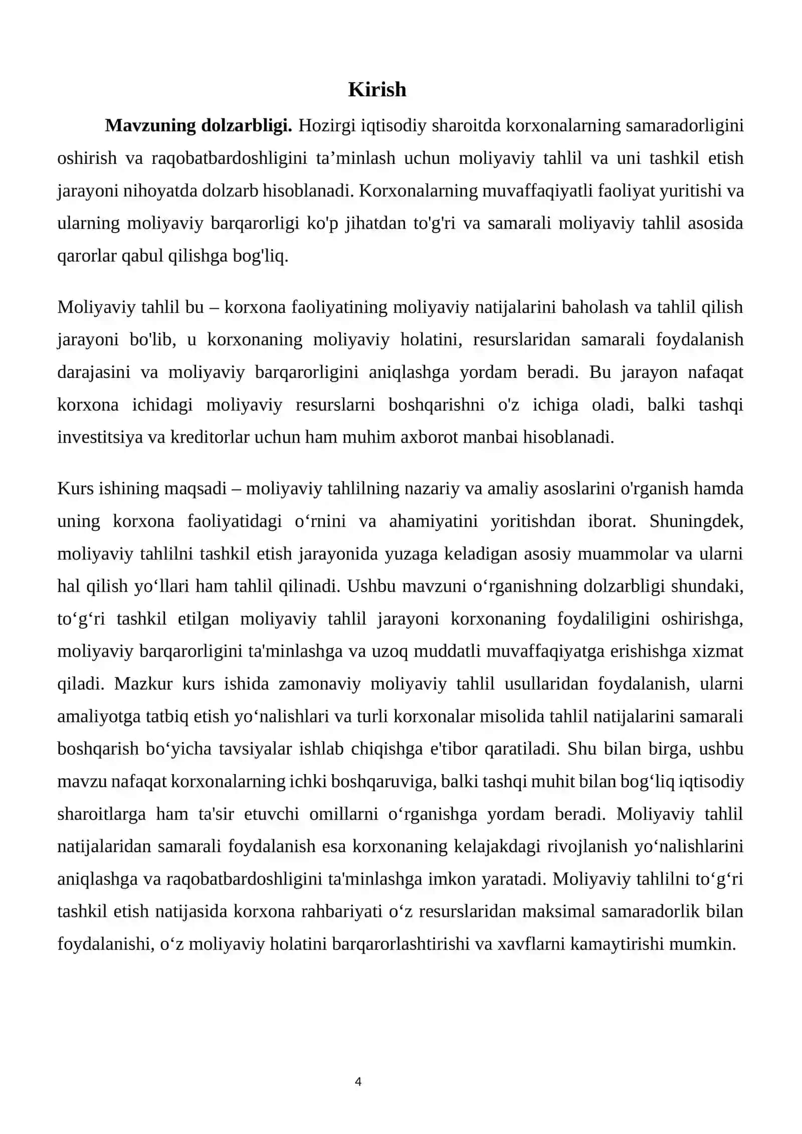 Moliyaviy tahlil va uni tashkil etish. 4