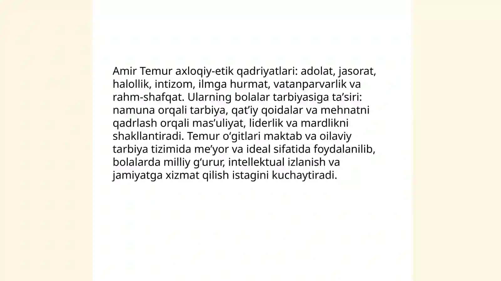 Amir Temur oʻgitlarining tarbiyaviy ahamiyati 4
