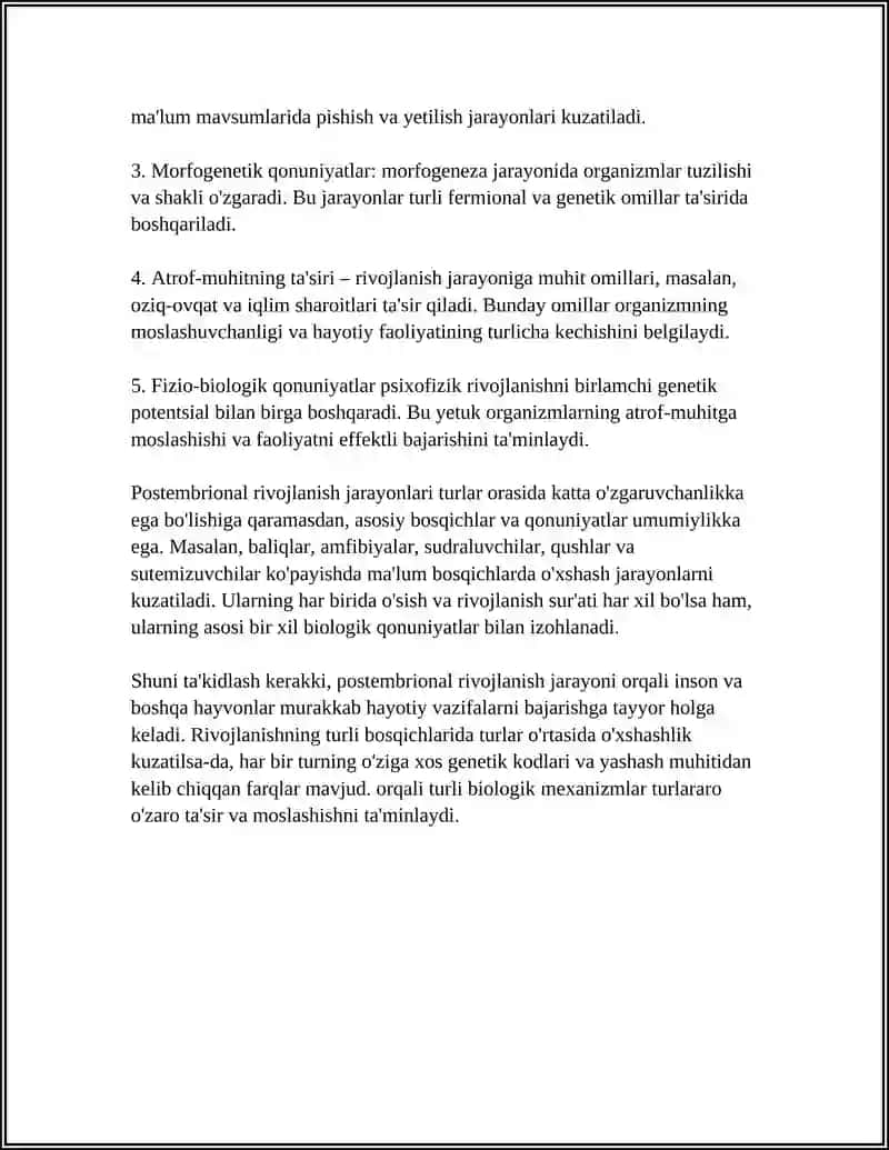 POSTEMBRIONAL RIVOJLANISHNING UMUMIY QONUNIYATLARNI 4