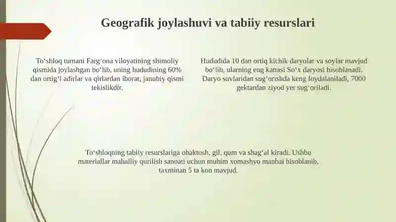 Toshloq tumani: Tarixiy ocherk va geografik joylashuvi 4