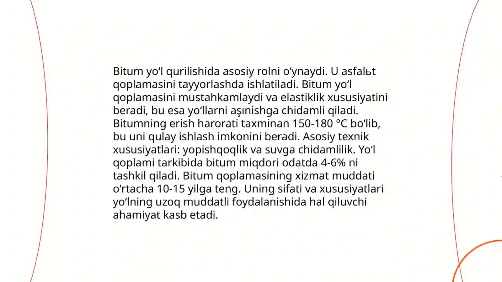 Neft yod bitumlari va yoʻl qurilishida ishlatilish sohalari 4