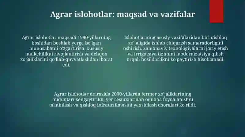 Qishloq xo'jaligining o'rni 4