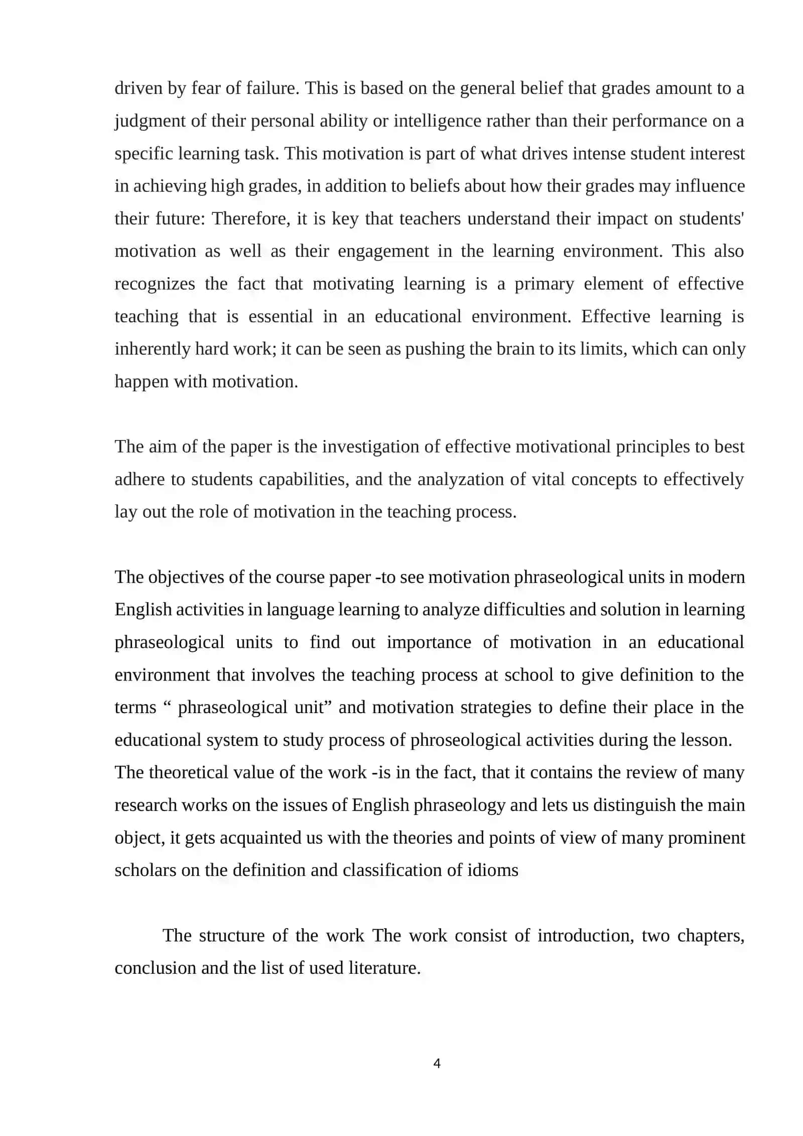Course Work: The Role of Motivation in the Teaching Process 4
