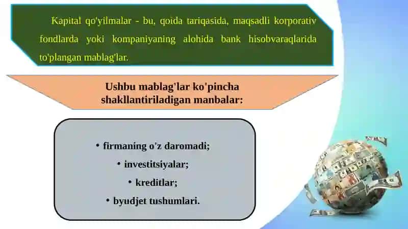 Kapitalqo’yilmalar va kapital bozori 4