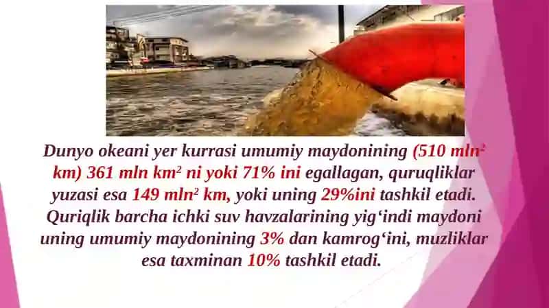 GIDROSFERA. TABIATDA SUVNING ROLI VA AHAMIYATI 4