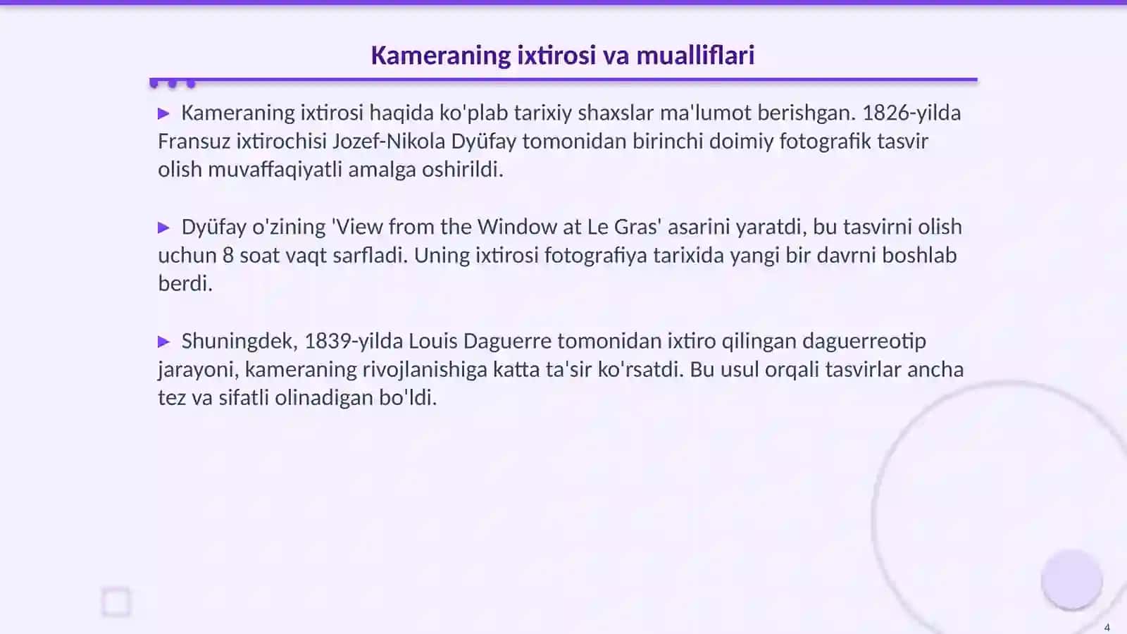Kamera qachon paydo boʻlgan va kim tomonidan 4