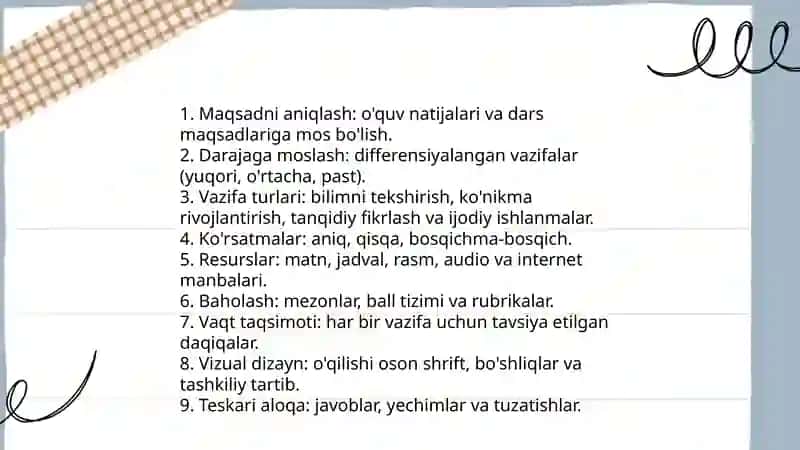 Dars mavzulariga oid didaktik materiallarni tayyorlash 4