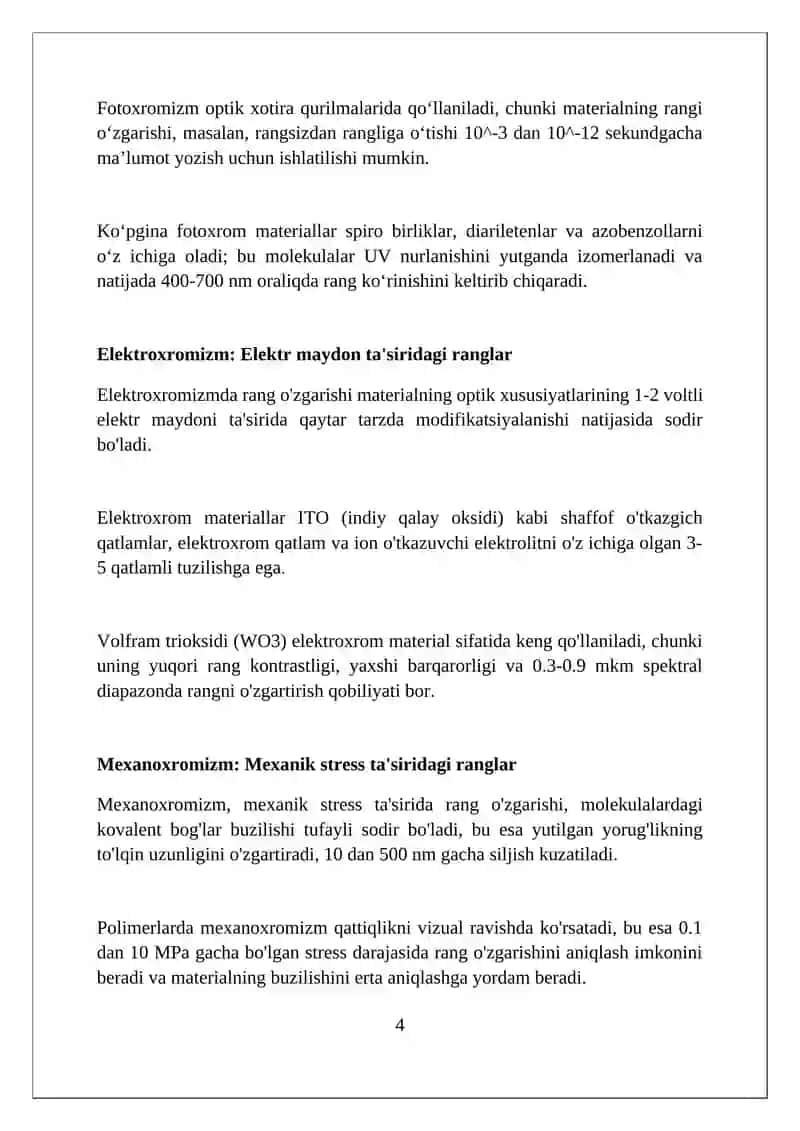 Rangini o’zgartiradigan materiallar 4