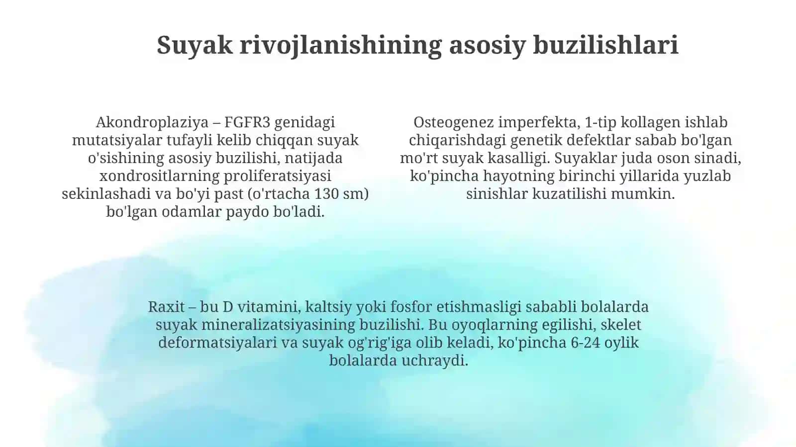 Tibbiyot fakulteti Stomatologiya - Mavzu: Suyaklarni rivojlanishini buzilishlari. Sinishlar. Osteonekroz 4
