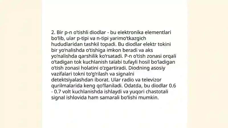 Diod:turlari va tasniflari 4