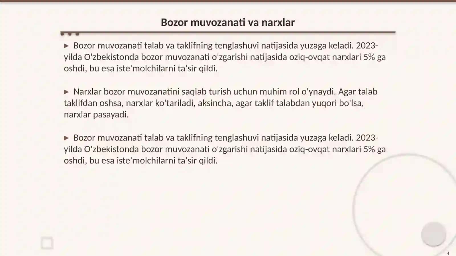 Bozorda talab va taklif analitikasi 4