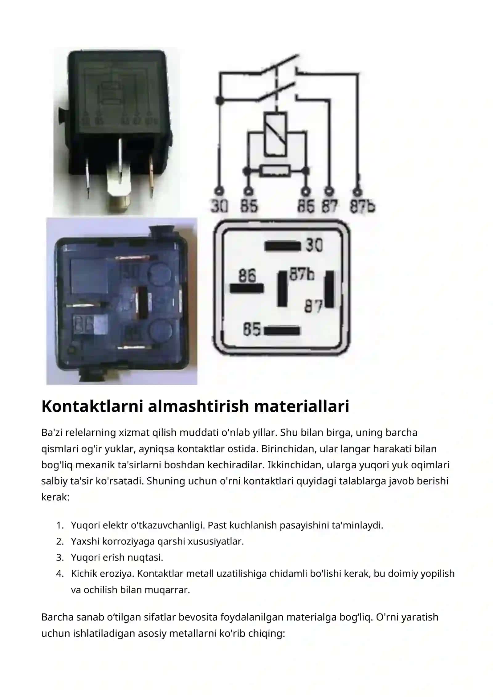 Rele kontaktlari. Relening ishlash printsipi va maqsadi 4