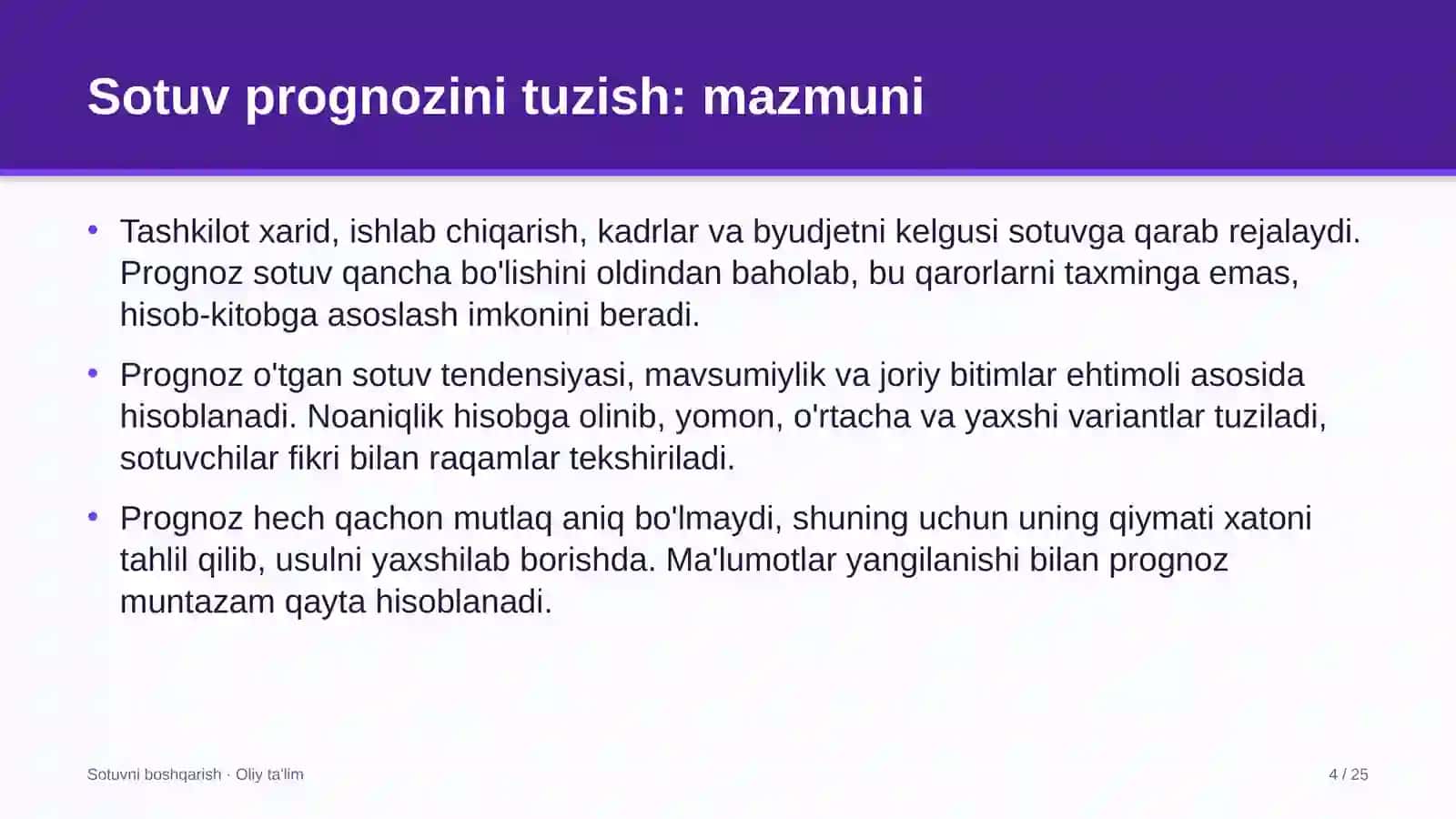 Choyxonalarda sotuv prognozini tuzish 4