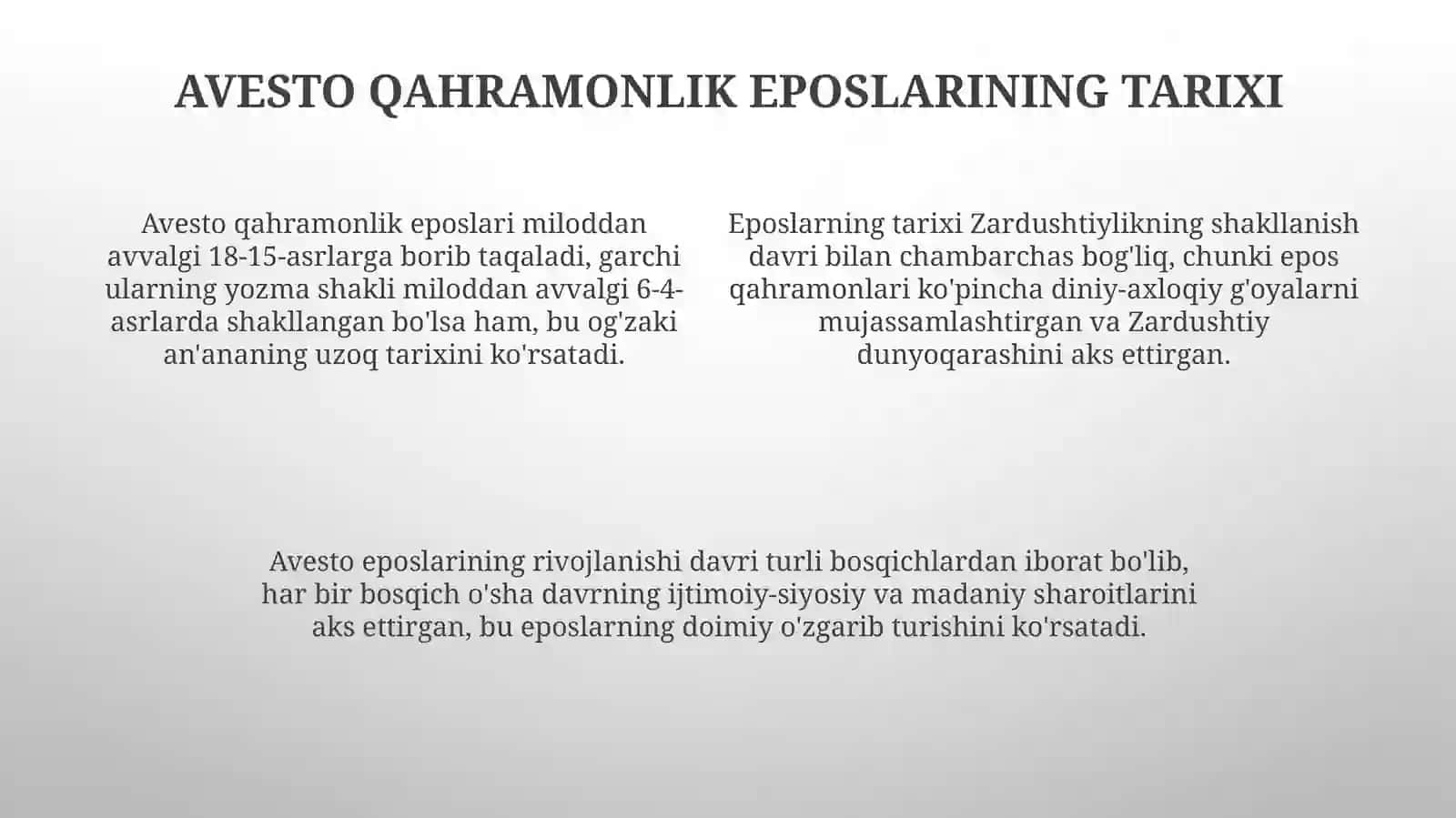 Avesto.Qahramonlikeposlarinio'rganish 4
