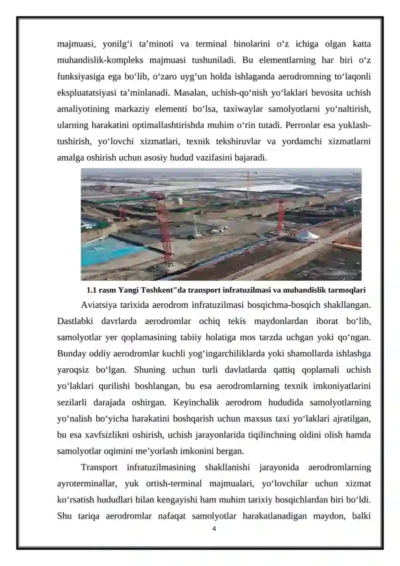 Aerodromlar tarixida transport infratuzilmasi yo'laklar va perronlar 4