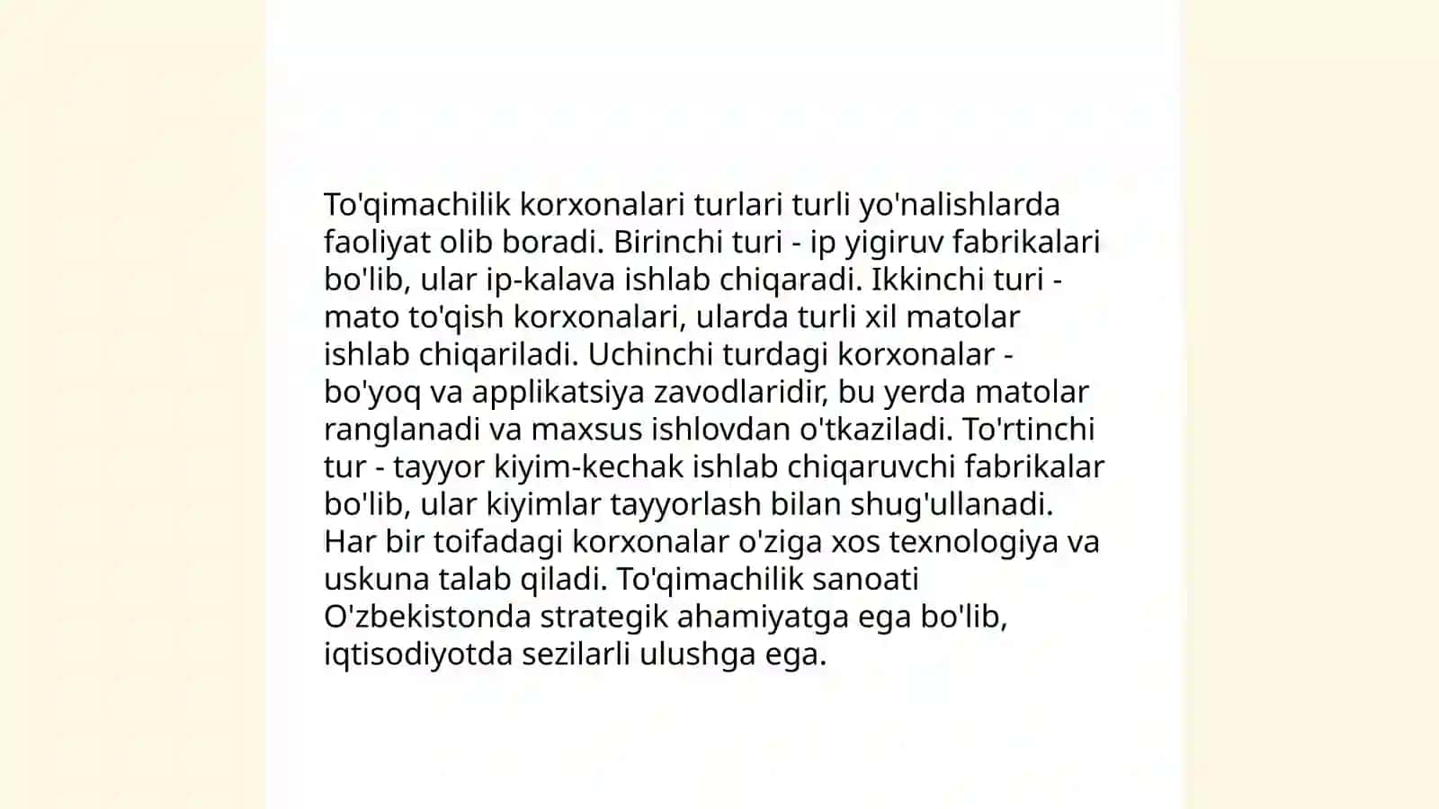 To'qimachilik sanoati tarixi 4