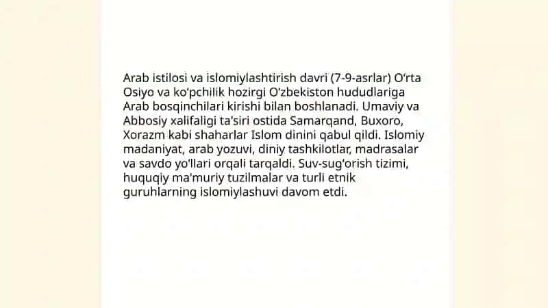 Oʻzbek davlatchiligining tarixiy bosqichlari 4