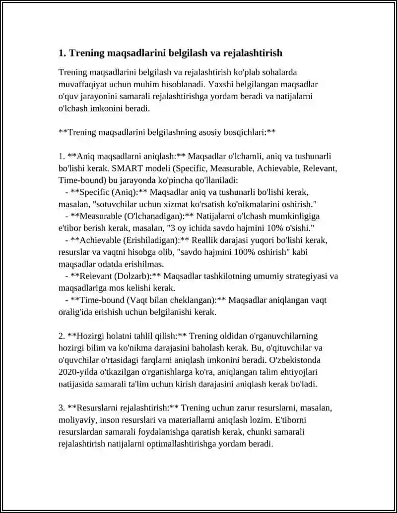 TRENING TASHKIL ETISHDA TRENERNING FAOLIYATI 4