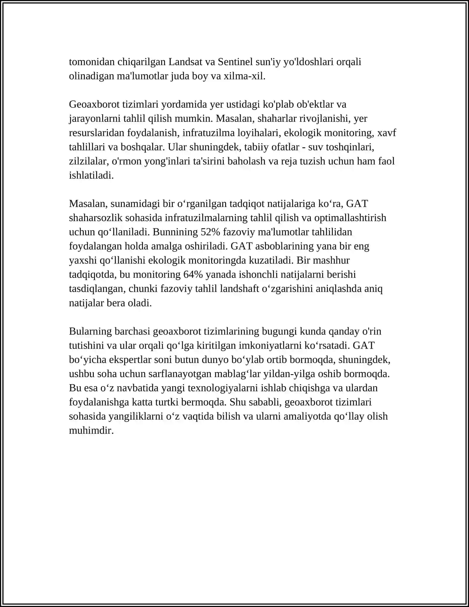 GEOAXBORAT TIZIMLARI DA XARITALAR BILAN ISHLASH 4