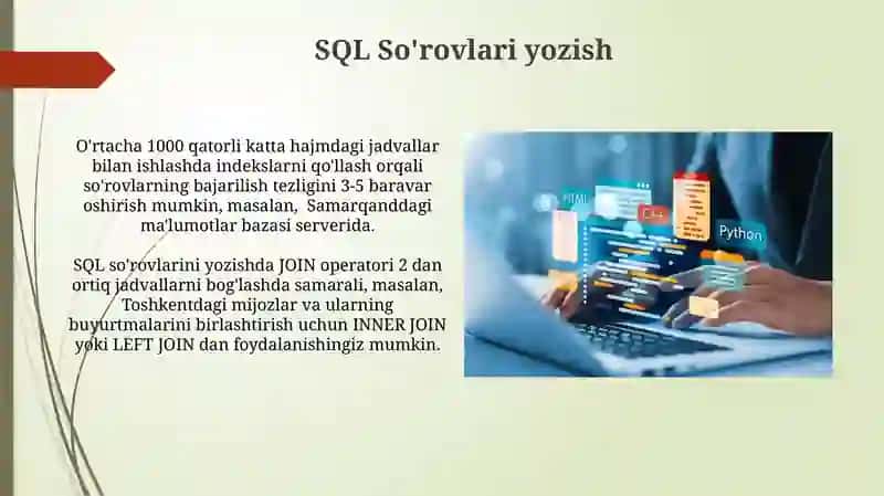PHP yordamida SQL ma'lumotlar bazasida ishlovchi dasturlar yaratish 4