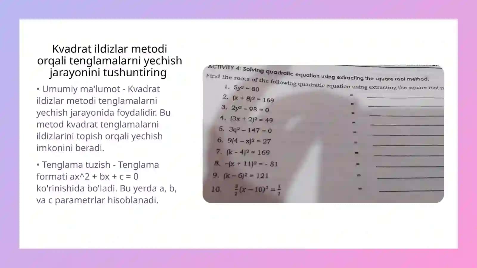 Chiziqli algebraik tenglamalar sistemasini yechishdak kvadrat ildizlar metodi 4