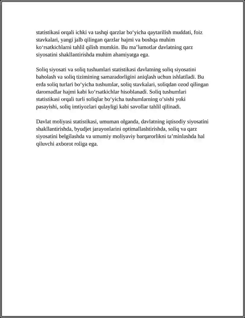 DAVLAT MOLIYASI STATISTIKASI 4