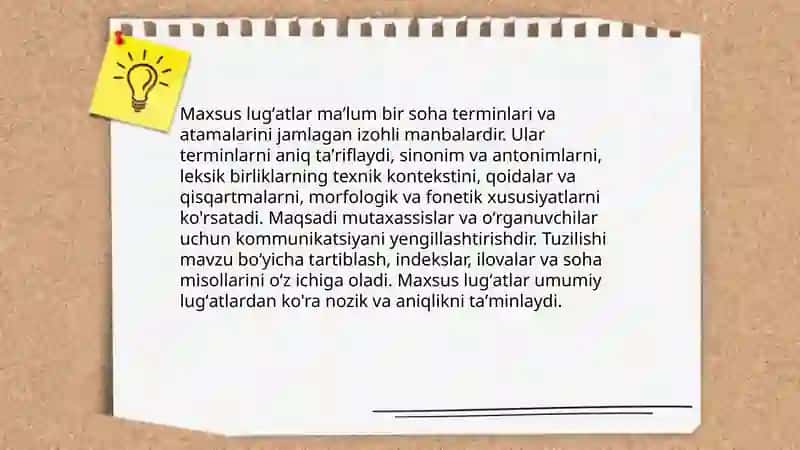 Umumiy va maxsus lug'atlar 4