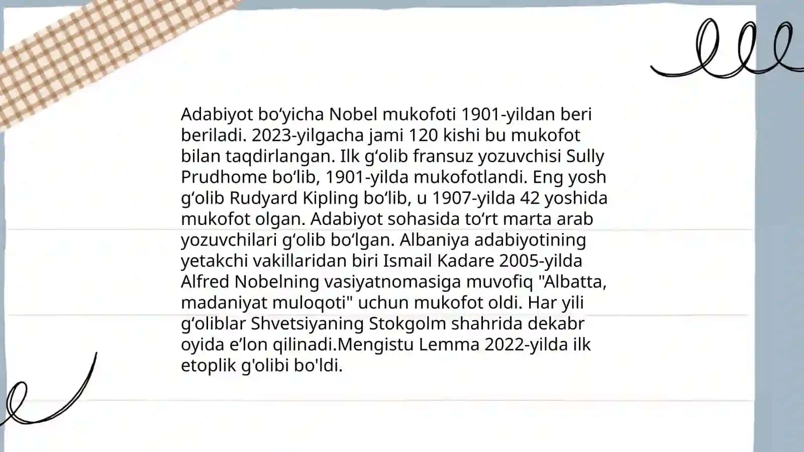 Nobel mukofotini olgan adiblar 4