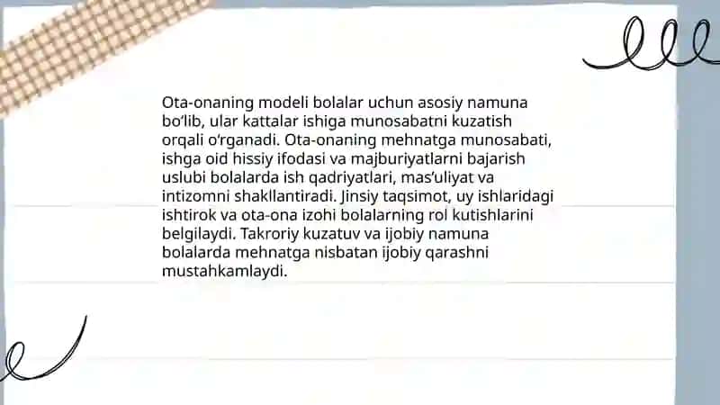 Ilk yoshdagi bolalarning kattalar mehnatiga munosabati 4