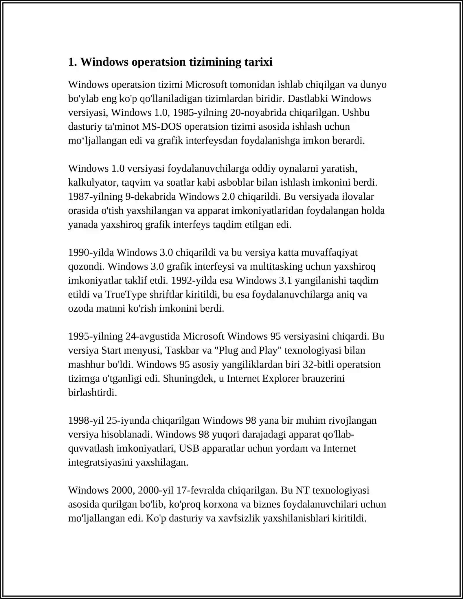 WINDOWS OPERATSION TIZIMINI SOZLASH 4