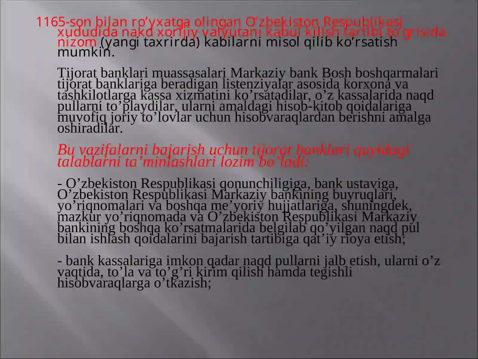 BANKLARDA KASSA OPERATSIYALARI HISOBI 4