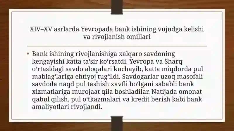 Yevropa mamlakatlarida XIV-XV asrlarda bank ishi 4