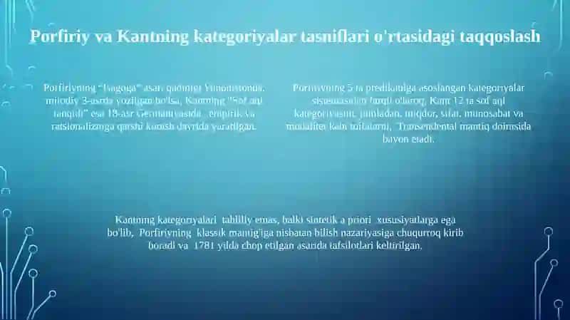 Kantning kategoriyalar tasnifi 4