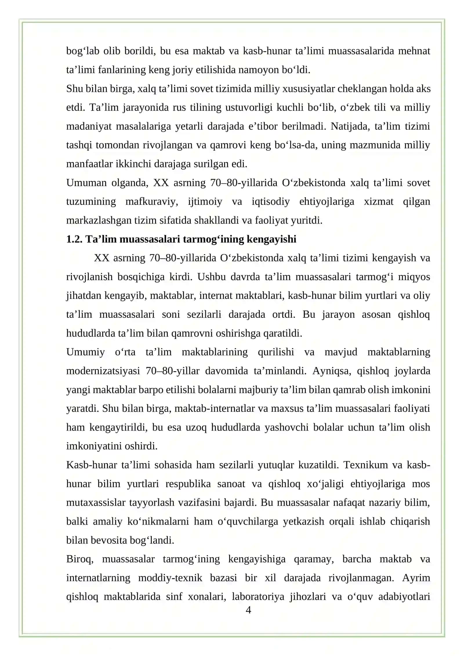 XX asrning 70-80 yillarda Oʻzbekistonda xalq taʼlimi 4