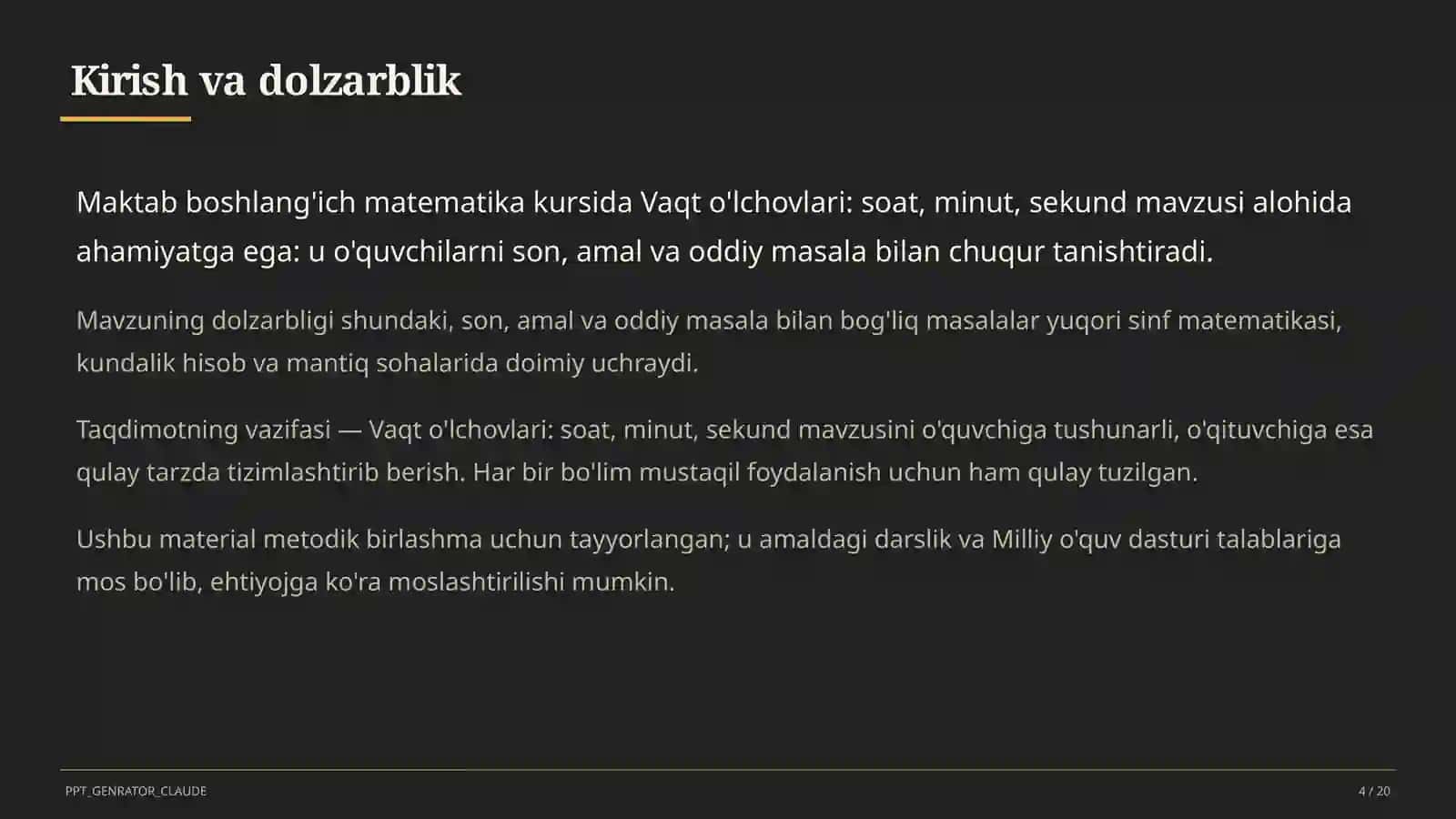 Matematika Dars Rejasi 4