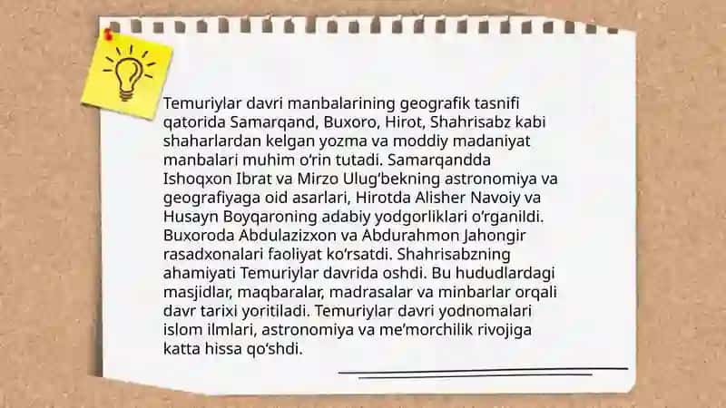 Temuriylar davri manbalari va ularning tasnifi 4