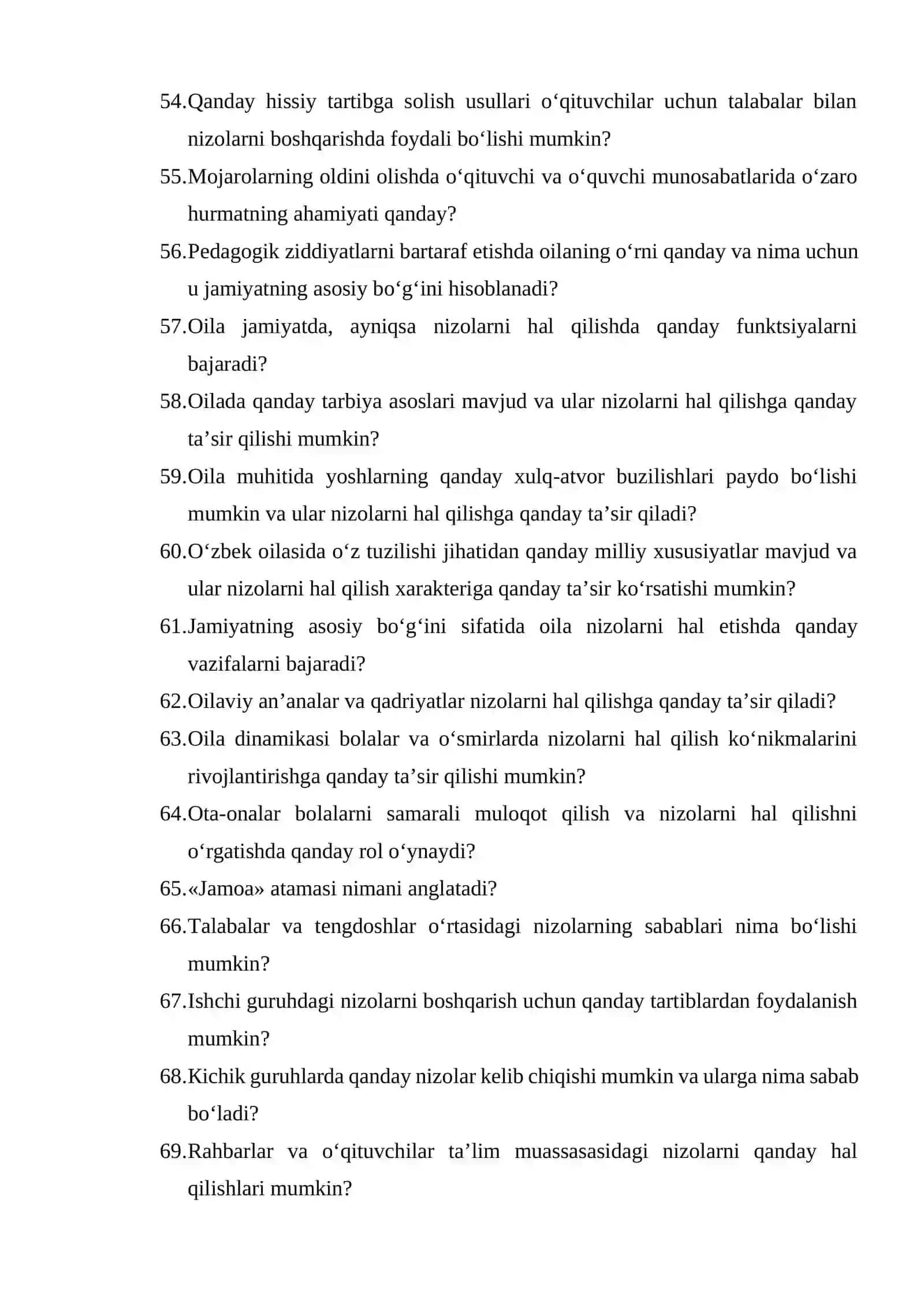 BOSHLANG’ICH TA’LIMDA KONFLIKTOLOGIYA fanidan SAVOLNOMA 4
