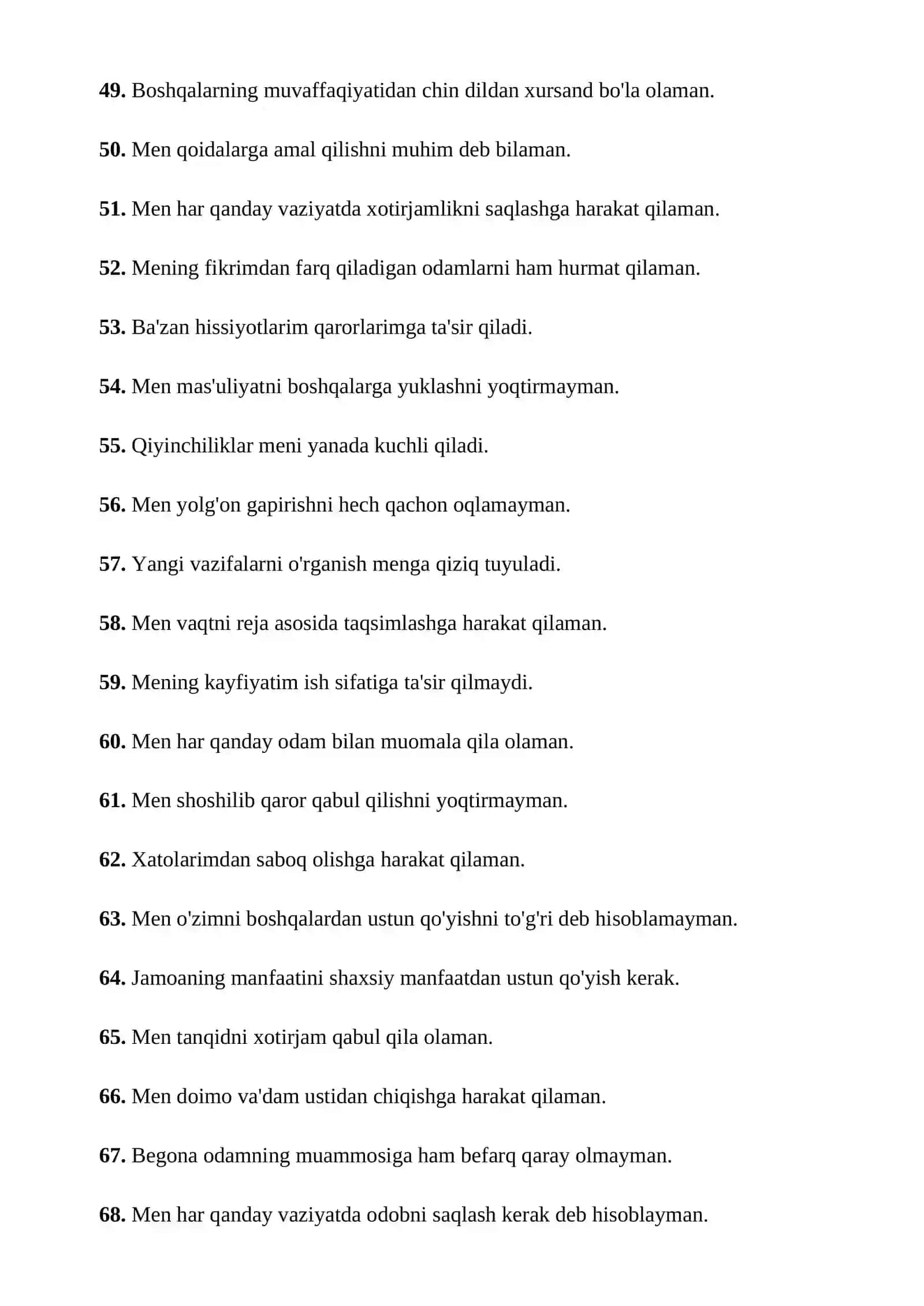 BOJXONAGA ISHGA KIRISH UCHUN PSIXOLOGIK TEST SAVOL 4