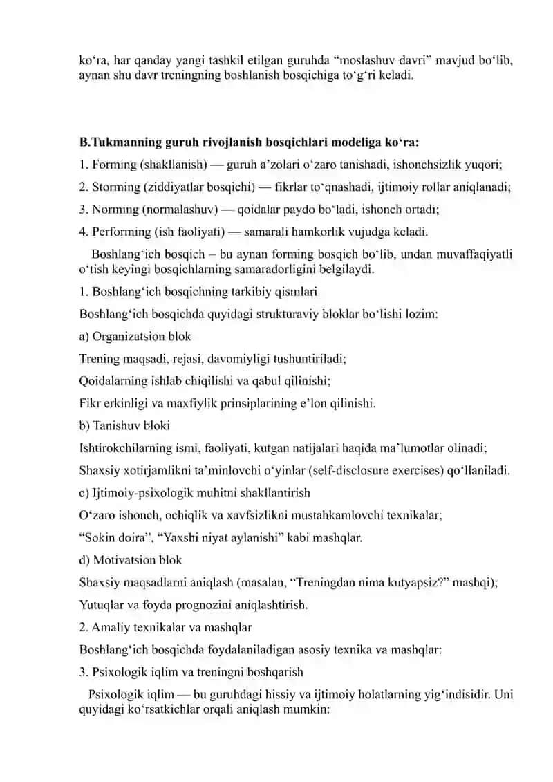 Psixologik treningda boshlang’ich bosqich 4
