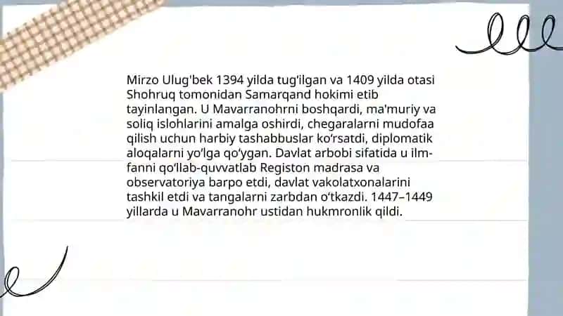 Mirzo Ulug’bekning hayoti va oilaviy kelib chiqishi 4