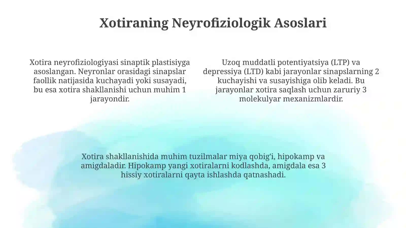 Xotira: Ta'rif, Turlari va Jarayonlari 4