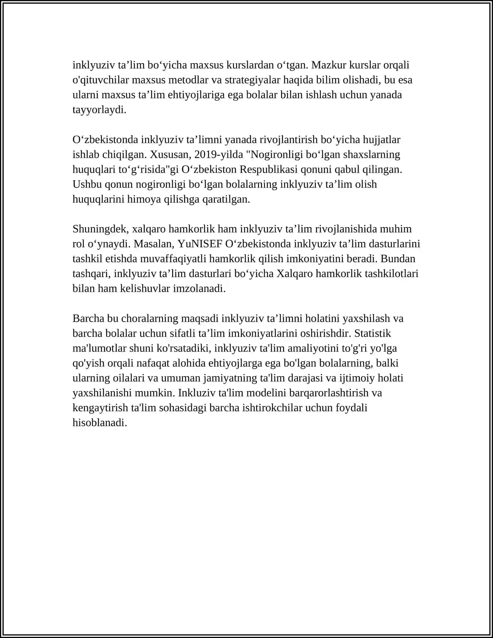 INKLYUZIV TA'LIMNING HUQUQIY ASOSLARI 4
