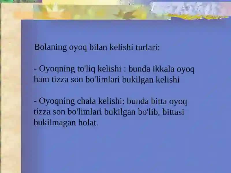 Homilaning chanoq bilan kelishi. 4