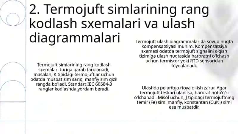 Termojuftliklar va termoelektrik termometrlarining ulash chizmalari 4