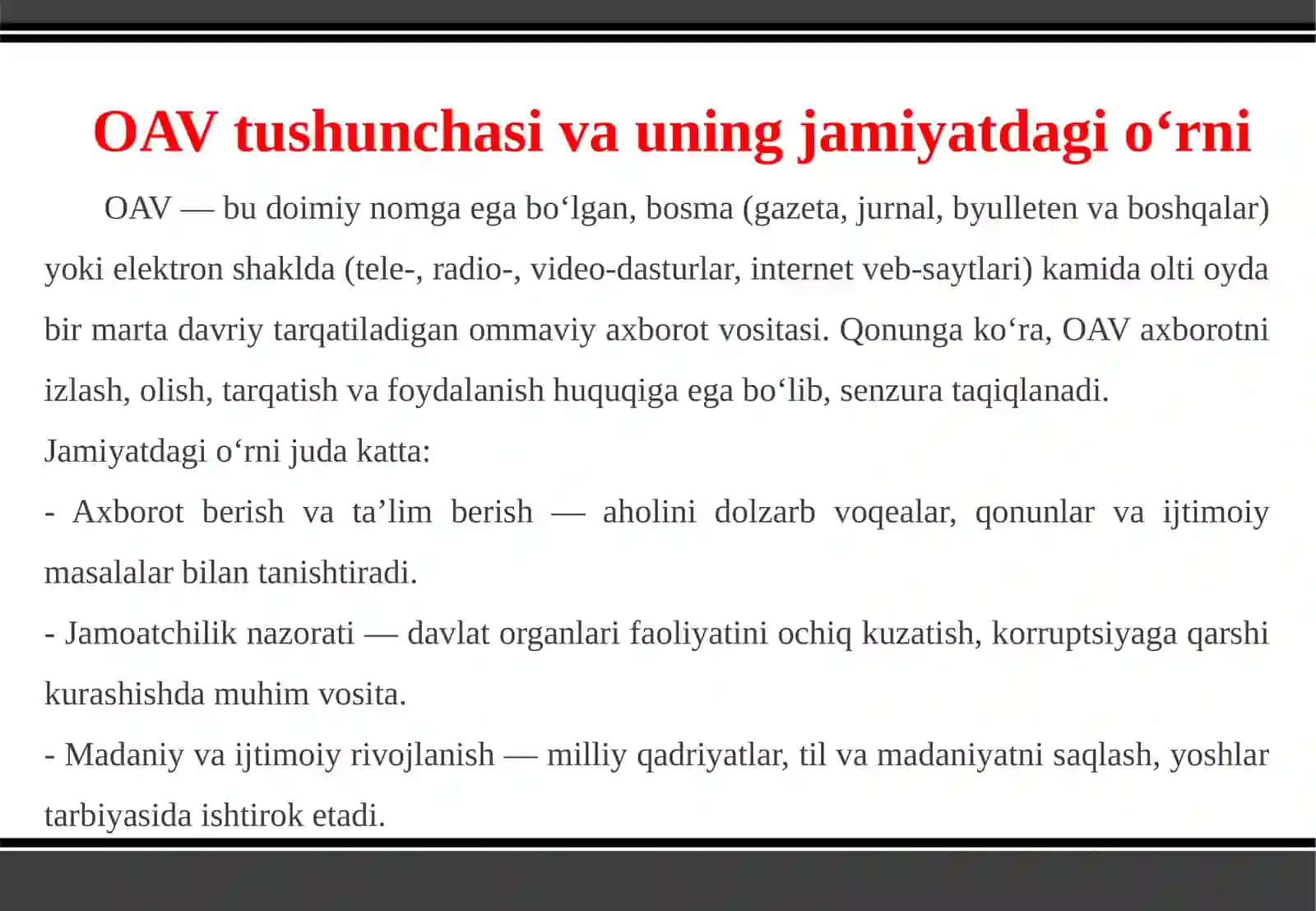 O'zbekistonda OAV tashkil qilish jarayonlari 4