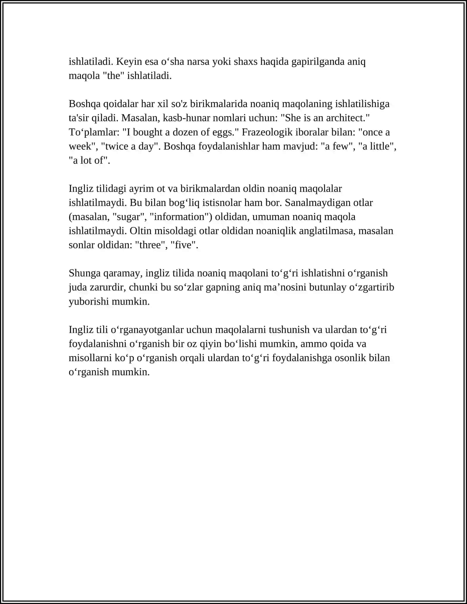 ARTICLES (INDEFINITE) 4