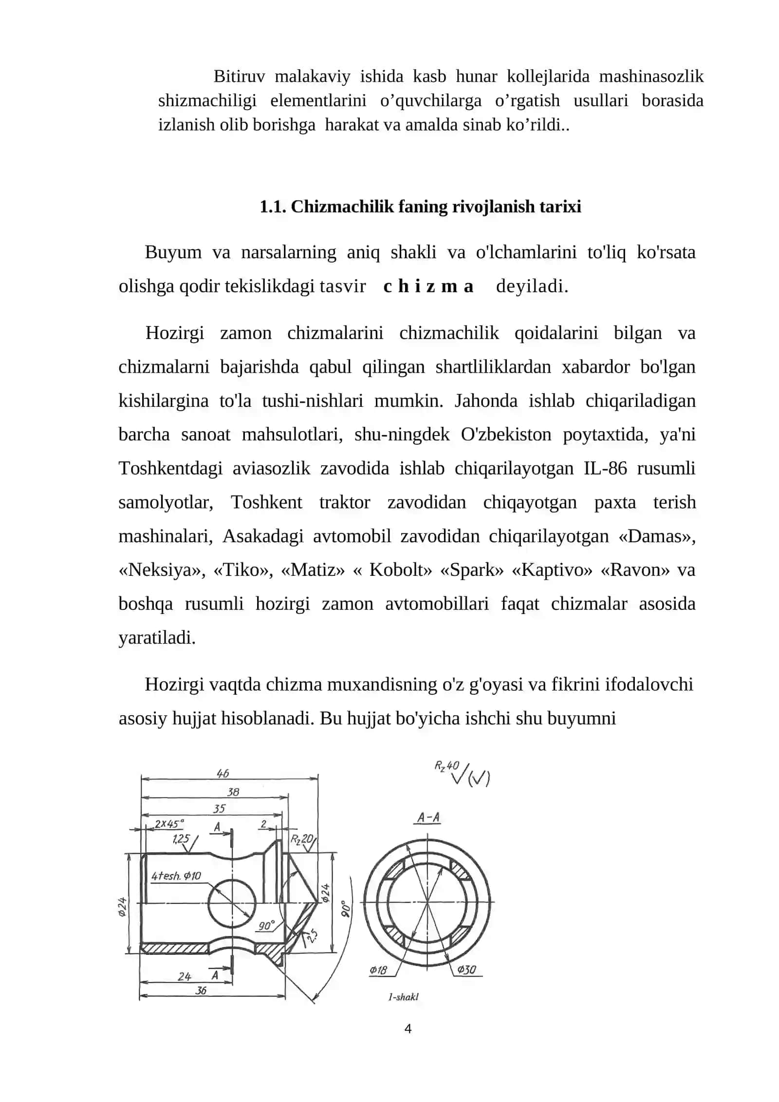 5110800 – Tasviriy san’at va muhandislik grafikasi ta’lim yo’nalishi bo’yicha bakalavr darajasini olish uchun 4
