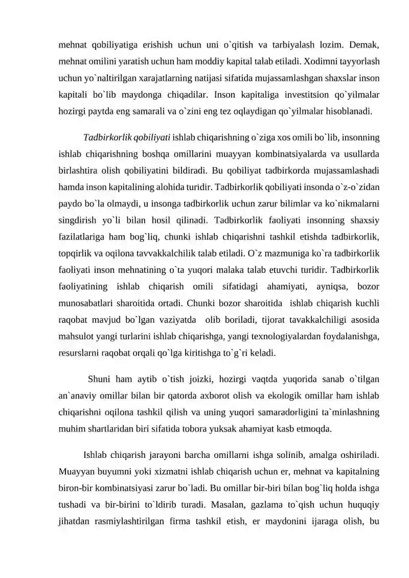 Ishlab chiqarish omillari va ishlab chiqarish jarayoni 4