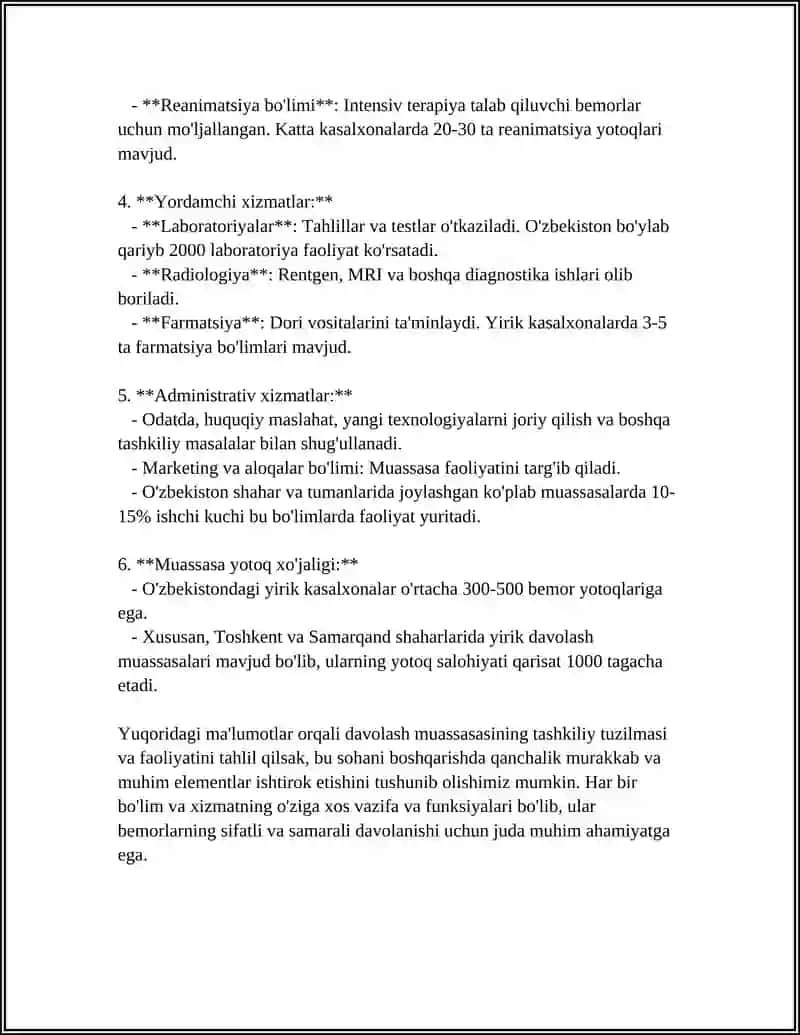 DAVOLASH MUASSASALARINING FAOLIYATINI TAHLIL ETISH 4