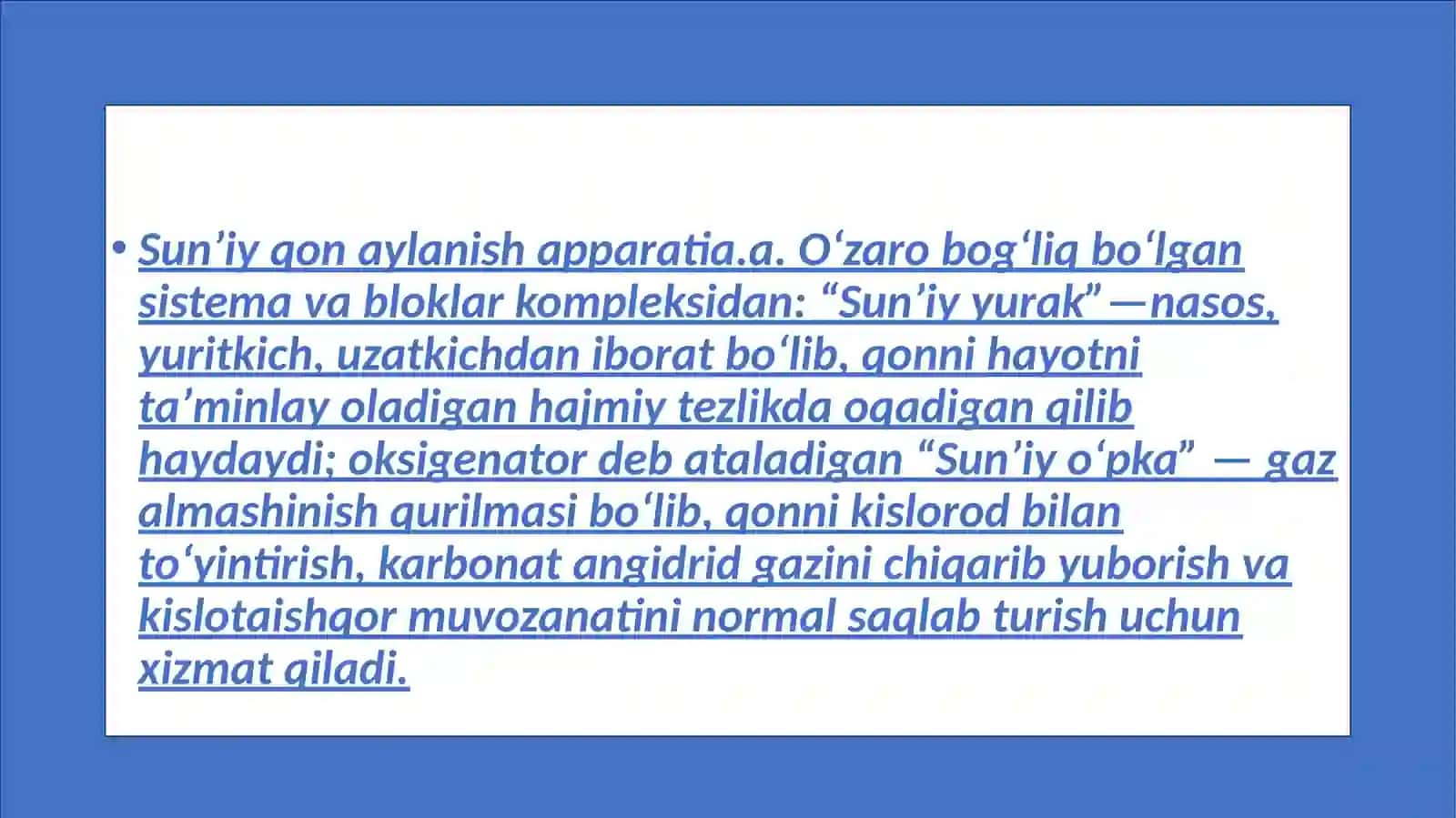 SUNʼIY QON AYLANISH APARATI 4